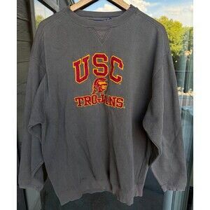 USC Trojans Varsity Athletic Sweatshirt Men’s XL Gray Embroidered Crewneck